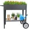 Jardinière Sur Pied Métal Pour Bac à Fleurs Mobile Potager De Surélevée Bac Jardinière Potagère (76x40x79 Cm)-Gris -Outsunny Eda Magasin 71554538 1