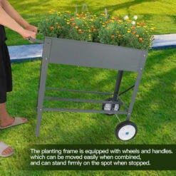 Jardinière Sur Pied Métal Pour Bac à Fleurs Mobile Potager De Surélevée Bac Jardinière Potagère (76x40x79 Cm)-Gris -Outsunny Eda Magasin 71554538 3