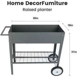 Jardinière Sur Pied Métal Pour Bac à Fleurs Mobile Potager De Surélevée Bac Jardinière Potagère (76x40x79 Cm)-Gris -Outsunny Eda Magasin 71554538 4