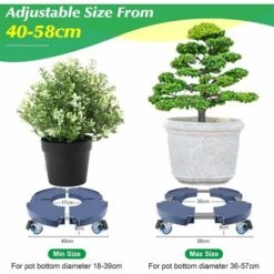 MINKUROW Porte Plante A Roulettes, Support Plante 40-58cm Réglable Pour Pot De Fleur Pied De Parasol, Plateau Roulant Pour Intérieur À Extérieur, Capacité De Charge 150 Kg -Outsunny Eda Magasin 72581940 3