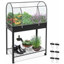 Potager Sureleve Avec Bache PVC 80.5x130x43cm Noir