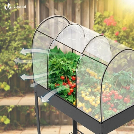 Potager Sureleve Avec Bache PVC 80.5x130x43cm Noir 6 Potager Sureleve Avec Bache PVC 80.5x130x43cm Noir – Image 4