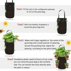 2pcs Sac De Plantation Pour Fraise, Sacs De Culture �� Fraises Suspendu Jardin Avec 13 Trous, Sac De Plantation Pour Fraises, Herbes, Tomates - 3 Gallons (2pcs - Noir) -Outsunny Eda Magasin 73210566 4