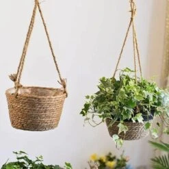 GP Pot De Fleurs à Suspendre En Corde De Jute - Panier Pliable En Jonc De Mer, Macramé - Pour Plantes Succulentes, Décoration Intérieure Ou Extérieure -Outsunny Eda Magasin 74539437 4