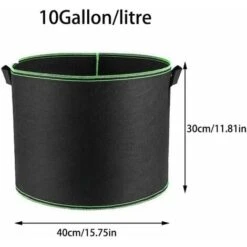 Sacs De Plantes Sac De Culture Sac De Plantation Tissu Non Tissé Noir (10 Gallons) -Outsunny Eda Magasin 74958195 4