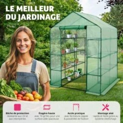 Serre De Jardin Souple 2,04 M² 143x143x195cm - Tente, Abri De Jardin, Serre De Jardinage -Outsunny Eda Magasin 7514191 4
