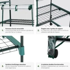 Serre De Balcon Avec 3 étagères 69x49x133cm - Tente, Abri De Jardin, Serre De Jardinage -Outsunny Eda Magasin 7514193 5