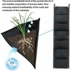 YIDOMDE Lot De 2 Sacs De Culture à Suspendre, Sacs Verticaux Avec 7 Poches, Pour Plantes Et Fleurs, Conviennent Pour Extérieur, Intérieur, Jardinage, Etc, Noir -Outsunny Eda Magasin 75723567 3