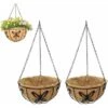 2 Pièces Panier De Fleurs à Suspendre En Métal, Panier De Fleurs à Suspendre En Fibre De Coco, Panier De Fleurs à Suspendre, Pour Plantes D'intérieur Et D'extérieur -Outsunny Eda Magasin 77575752 1