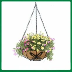 2 Pièces Panier De Fleurs à Suspendre En Métal, Panier De Fleurs à Suspendre En Fibre De Coco, Panier De Fleurs à Suspendre, Pour Plantes D'intérieur Et D'extérieur -Outsunny Eda Magasin 77575752 3