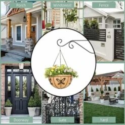 2 Pièces Panier De Fleurs à Suspendre En Métal, Panier De Fleurs à Suspendre En Fibre De Coco, Panier De Fleurs à Suspendre, Pour Plantes D'intérieur Et D'extérieur -Outsunny Eda Magasin 77575752 5