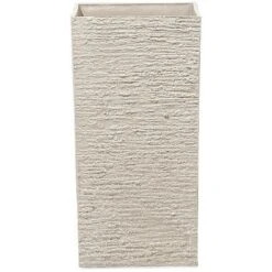 Haut Cache-Pot Beige Carré 30 X 30 X 60 Cm Pot De Fleurs Robuste En Pierre Et Polyrésine Au Design Moderne Idéal Pour Extérieur Et Intérieur Beliani
