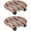 Lot De 2 Chariots à Plantes | Support Et Plateau Pour Jardinière Marron Ø30x7,5 Cm WPC 93360 -Outsunny Eda Magasin 77691509 1
