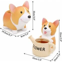 Lot De 2 Pots De Fleurs Mignons En Forme De Chien Corgi Pour Plantes Succulentes Cactus Petit Conteneur Pour Décoration De Jardin -Outsunny Eda Magasin 78025865 5