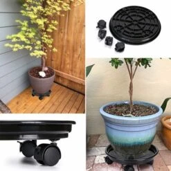 Support De Pot De Fleurs à Roues, Support Roulant Plantes, Support Pour Plante Avec Roue Universelle Pour Plantes D'intérieur Et D'extérieur, Capacité De Charge 60kg, Noir -Outsunny Eda Magasin 78025897 5