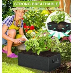 Sac De Plantation Rectangulaire En Feutre Noir 40 30 20cm, 3pcs -Outsunny Eda Magasin 78044207 3