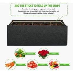 Sac De Plantation Rectangulaire En Feutre Noir 40 30 20cm, 3pcs -Outsunny Eda Magasin 78044207 4