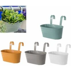 4pcs Métal Suspendu Pot De Fleur Clôture Fleur Conteneur Pot De Jardin Avec Double Crochet Détachable Mural Seau Support De Fleur Pour Balcon Jardin