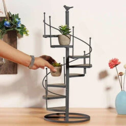 Outsunny Eda Magasin 25 Support De Plantes En Spirale, Support De Pot De Fleurs En Forme D&39escalier Pour La Décoration Extérieure De La Maison