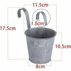 5pcs Pots De Fleurs à Suspendre En Fer Style Avec Crochets Anses Seau De Plante Pour Décoration Intérieur Extérieur De Maison Balcon Jardin Grille -Outsunny Eda Magasin 78950027 4