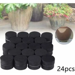 Pied Pot De Fleur Invisible (Lot De 24) - Pied Caoutchouc Noir Pour Surélever Les Plantes - Tampon Auto-Adhésif Pour Pots Moyens Et Grands - Rehausseur Plantes Extérieures Et Intérieures -Outsunny Eda Magasin 78950076 5