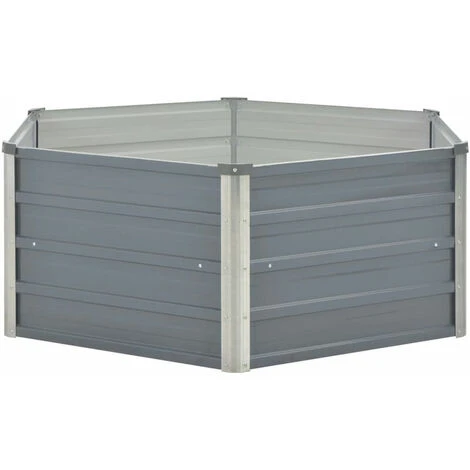 Jardinière Surélevée 129x129x46 Cm Acier Galvanisé Gris 4 Jardinière Surélevée 129x129x46 Cm Acier Galvanisé Gris – Image 2