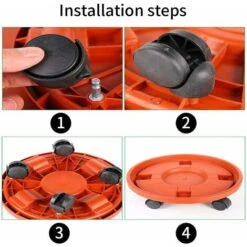 Plante Caddy à Roulettes Heavy Duty, Ronde Plante En Pot Stand Mover, Rouleaux Char Chariot à Plateaux De Palettes à Roulettes Intérieur Extérieur Jardin Usine De Palettes Caddy Pot De Fleur Rouge Dia -Outsunny Eda Magasin 80376408 3