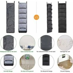 Sac à Plantes Suspendu à 6 Poches Support Mural En Feutre Sac à Plantes Sur Pied Nouveau Sac De Jardinière Amélioré Sac Plantation Suspendus Pour Bureau à Domicile Décoration Patio Balcon -Outsunny Eda Magasin 80386713 4
