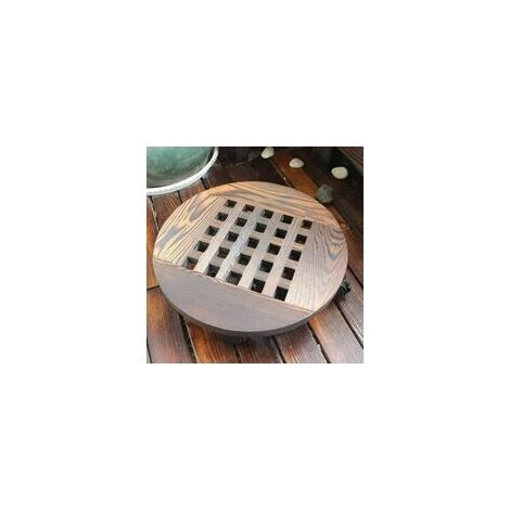 Support De Plante En Pot En Bois Avec Roues, Support De Plante En Pot De Pot De Fleur Roulant Rond Pour Pot De Fleurs à Roulettes Pour Maison Jardin Extérieur, 30cm 6 Support De Plante En Pot En Bois Avec Roues, Support De Plante En Pot De Pot De Fleur Roulant Rond Pour Pot De Fleurs à Roulettes Pour Maison Jardin Extérieur, 30cm – Image 4
