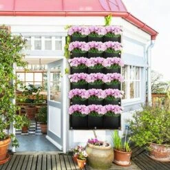 Sac De Plantation à Suspendre 18 Poches Pour Plantes Murales Verticales Pour Extérieur, Intérieur, Maison, Balcons, Cour – Noir -Outsunny Eda Magasin 81196677 4