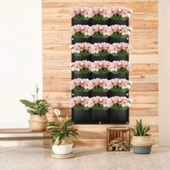 Sac De Plantation à Suspendre 18 Poches Pour Plantes Murales Verticales Pour Extérieur, Intérieur, Maison, Balcons, Cour – Noir -Outsunny Eda Magasin 81196677 5