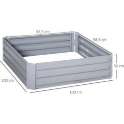 OUTSUNNY Lot De 2 Carrés Potager De Jardin Dim. 100L X 100l X 30H Cm Tôle D'acier Ondulée Gris -Outsunny Eda Magasin 81978352 3