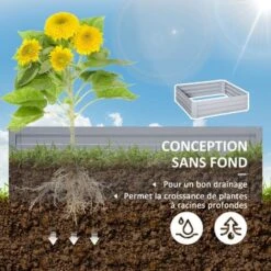 OUTSUNNY Lot De 2 Carrés Potager De Jardin Dim. 100L X 100l X 30H Cm Tôle D'acier Ondulée Gris -Outsunny Eda Magasin 81978352 5