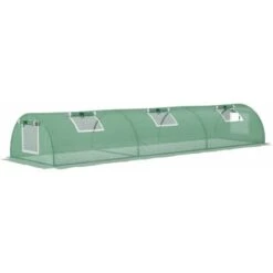 OUTSUNNY Mini Serre De Jardin Serre à Tomates Dim. 300L X 80l X 45H Cm Acier PE 5 Fenêtres Zippées Enroulables Vert