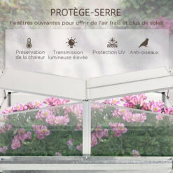 OUTSUNNY Mini Serre De Jardin Carré Potager 2 Lucarnes Dim. 126L X 107l X 67H Cm Alliage Alu. Acier Galvanisé Ondulé Polycarbonate -Outsunny Eda Magasin 81978357 5