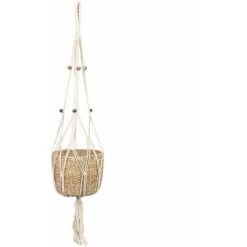 Porte Plantes Cache-pot Macrame Suspension Pour Plantes En Macramé Casame Panier Suspension Macramé Avec Porte Plantes En Algue Marine - 70cm