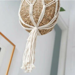 Porte Plantes Cache-pot Macrame Suspension Pour Plantes En Macramé Casame Panier Suspension Macramé Avec Porte Plantes En Algue Marine- 125cm -Outsunny Eda Magasin 82131291 4
