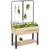 Jardinière Sur Pied CHARLY En Bois Bac De 80 X 40 CM Avec Treillis -Outsunny Eda Magasin 82161692 1