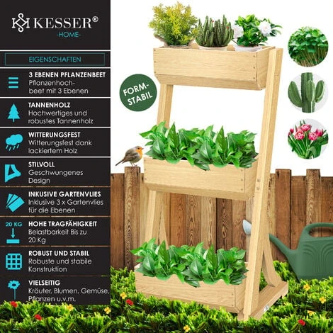 KESSER® Plate-bande Surélevée Avec étages Premium Jardinière Étagère En Escalier Pour Fleurs Étagère En Escalier Pour Plantations - Potager Parterre D’herbes Pots Plate-bande Sous Bâche Parterre Bac à 4 KESSER® Plate-bande Surélevée Avec étages Premium Jardinière Étagère En Escalier Pour Fleurs Étagère En Escalier Pour Plantations - Potager Parterre D’herbes Pots Plate-bande Sous Bâche Parterre Bac à – Image 2