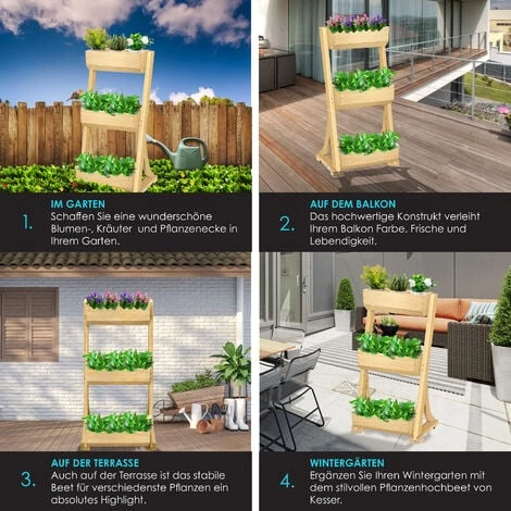 KESSER® Plate-bande Surélevée Avec étages Premium Jardinière Étagère En Escalier Pour Fleurs Étagère En Escalier Pour Plantations - Potager Parterre D’herbes Pots Plate-bande Sous Bâche Parterre Bac à 5 KESSER® Plate-bande Surélevée Avec étages Premium Jardinière Étagère En Escalier Pour Fleurs Étagère En Escalier Pour Plantations - Potager Parterre D’herbes Pots Plate-bande Sous Bâche Parterre Bac à – Image 3