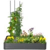 OUTSUNNY Carré Potager De Jardin Avec Tuteur Modulable Acier Vert Foncé - Tôle D'acier Ondulée Gris Clair -Outsunny Eda Magasin 82629642 1