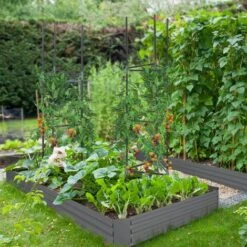 OUTSUNNY Carré Potager De Jardin Avec Tuteur Modulable Acier Vert Foncé - Tôle D'acier Ondulée Gris Clair -Outsunny Eda Magasin 82629642 2