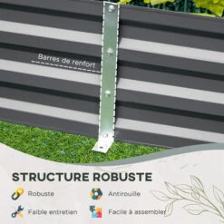 OUTSUNNY Carré Potager De Jardin Avec Tuteur Modulable Acier Vert Foncé - Tôle D'acier Ondulée Gris Clair -Outsunny Eda Magasin 82629642 5