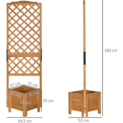 OUTSUNNY Jardinière Avec Treillis - Bac à Fleurs - Jardinière Sur Pied - Dim. 54,5L X 52l X 180H Cm - Bois Sapin Pré-huilé -Outsunny Eda Magasin 82629645 3