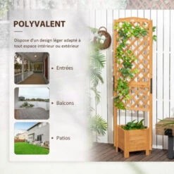 OUTSUNNY Jardinière Avec Treillis - Bac à Fleurs - Jardinière Sur Pied - Dim. 54,5L X 52l X 180H Cm - Bois Sapin Pré-huilé -Outsunny Eda Magasin 82629645 5