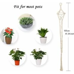 Lot De 4 Suspension Corde Plante Macramé Porte Pot Suspendu Plante Cintre Intérieur Extérieur Décoration Du Jardin Avec 41 Pouces, 4 Jambes En Corde -Outsunny Eda Magasin 83693860 3