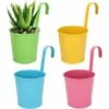 Pot De Fleur Suspendu En Métal, Pot De Fleur Exterieur Avec Trou De Drainage Parfaits Pour Jardin, Balcon, Clôture, Patio, Décoration 4 Pièces -Outsunny Eda Magasin 83993800 1
