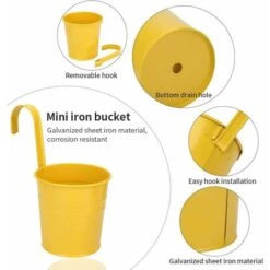 Pot De Fleur Suspendu En Métal, Pot De Fleur Exterieur Avec Trou De Drainage Parfaits Pour Jardin, Balcon, Clôture, Patio, Décoration 4 Pièces -Outsunny Eda Magasin 83993800 3