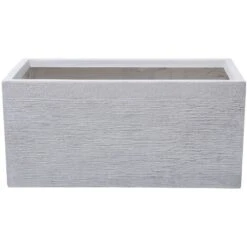 Jardinière Cache-Pot Blanc Effet Pierre En Mélange De Fibres 37 X 80 X 38 Cm Bac à Fleurs Au Design Moderne Idéal Pour Extérieur Et Intérieur Beliani