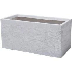 Jardinière Cache-Pot Blanc Effet Pierre En Mélange De Fibres 37 X 80 X 38 Cm Bac à Fleurs Au Design Moderne Idéal Pour Extérieur Et Intérieur Beliani -Outsunny Eda Magasin 8464073 4